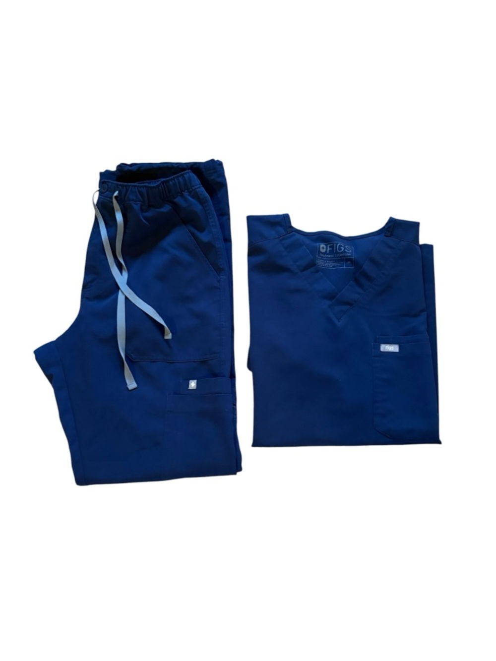 FIGS Scrub Set Mens Size Medium Navy Blue Cairo Cargo Pants Leon Top